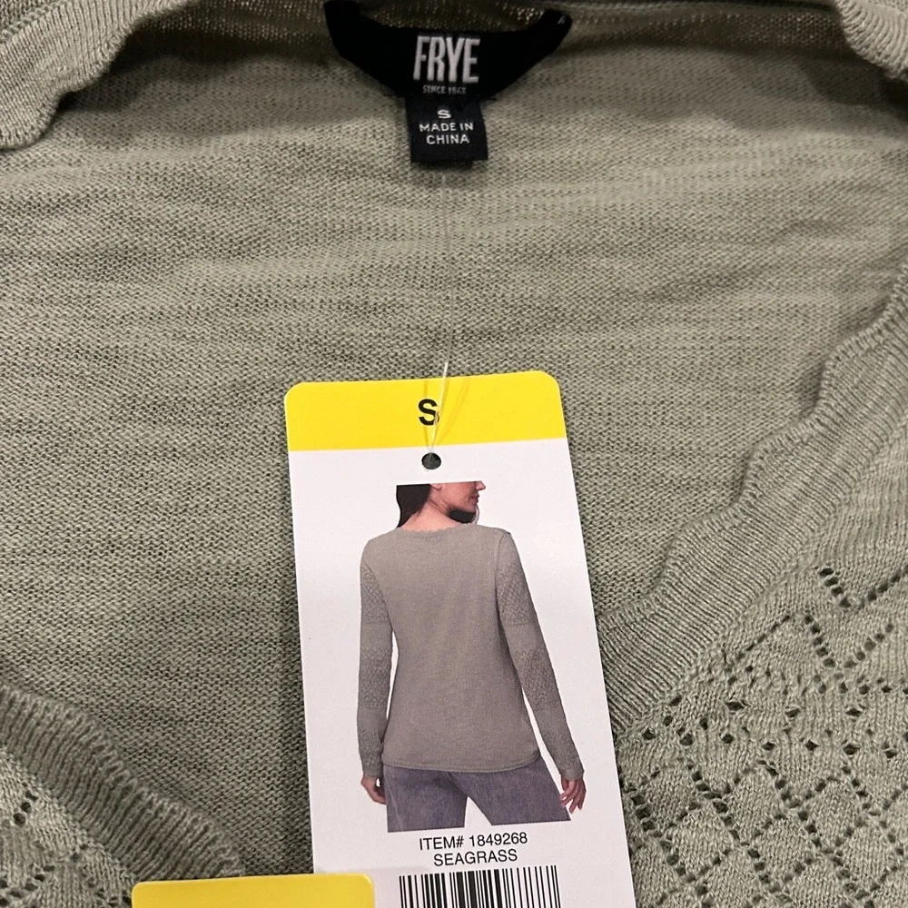 Frye Olive Green Pointelle Knit Top small